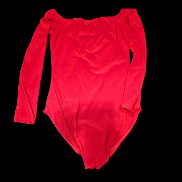 Windsor Red Off-Shoulder Long Sleeve Bodysuit Size Medium - Picture 3 of 5